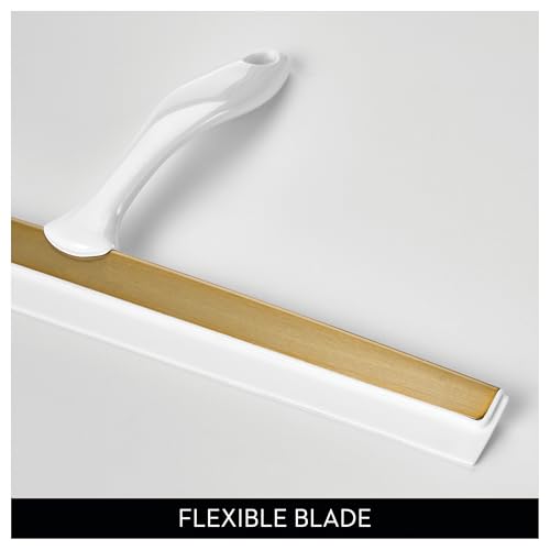 iDesign Bathroom Shower Squeegee, White/Soft Brass | Wall Hook Included - color: White/Soft Brass, style: Pack of 1