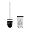 Toilet Brush and Holder Set, Stainless Steel, Round Base and Long Handle for Bathroom Deep Cleaning, Drip-Proof, Space Saving for Storag - color: Christmas Tree