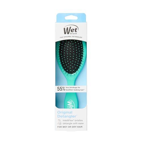 Wet Brush Original Detangler Hair Brush, Amazon Exclusive Aqua- Ultra-Soft IntelliFlex Bristles-Detangling Hairbrush Glides Through Tangles For All Hair Types (Wet Dry & Damaged Hair) - Women & Men | Ultra Soft IntelliFlex Bristles Gently Separate Knots w