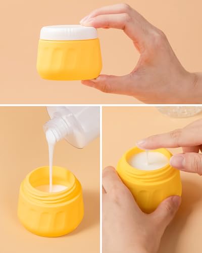 Mrsdry Travel Size Toiletries 8 Pack, TSA Approved 3oz Silicone Squeeze Bottles & Cream Jars with Clear Travel Bag - color: Golden wheat field, size: 3oz bottle 3oz jar