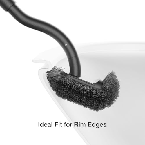Toilet Cleaner Brush, Diveotree Toilet Brush and Holder for Dead Corner Cleaning, Wall Mounted Toilet Bowl Brush for Bathroom Decor, Toilet Scrubber Brush for Home/Hotel (Black, 1pack) - color: Black