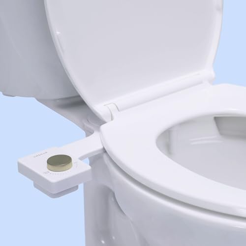 TUSHY Fresh Ultra-Slim Starter Bidet Attachment for Toilet | Non-Electric, Adjustable Water Pressure, Cool Water Rear Wash, Self-Cleaning | Elongated & Round Toilets, 10 Min Install, Matte Brass - color: Matte Brass Knob, style: Single Nozzle