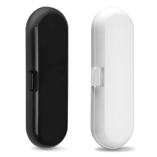 Fowecelt 2 Pack Electric Toothbrush Travel Case for Oral-B Pro and Other Electric Toothbrush, Portable Travel Toothbrush Holder (Black & White) - color: Black & White