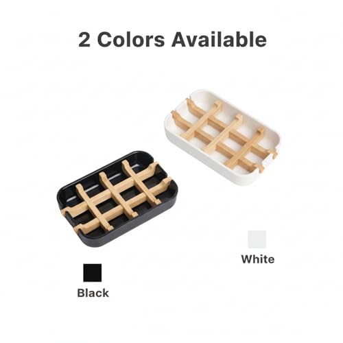 Bamboo Fiber Soap Holder & Dish Combination, Black | Bathroom Bar Soap Holder, Sink Deck, Bathtub, Shower Tray - color: Black