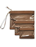 Popvibe Clear Makeup Bag with Zipper Travel Pouch Organizer Bag for Purse Cosmetic Bag Women Clear Travel Bag for Toiletry Traveling Car Essential Make Up Bag Set 3 Pack Brown - color: Brown