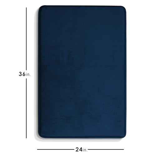 Clara Clark Bathroom Rugs, Velvet Memory Foam Bath Mat, Non-Slip Bath Rugs, Machine Wash, Dries Quickly, Ultra Soft Plush Bath Mats for Bathroom, - color: Blue, style: 24 x 36