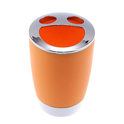 6Pcs Bathroom Accessory Tumbler Toothbrush Holder Bin Soap Dish Dispenser (Orange) - color: Orange