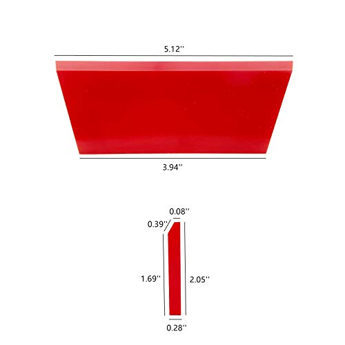 CARTINTS 2pack Squeegee Blades Replacement Mini Squeegee, 5.1x 2 inch, for Cleaning Glass, Shower Door and Car Windows and Screen Printing,Red - color: Red