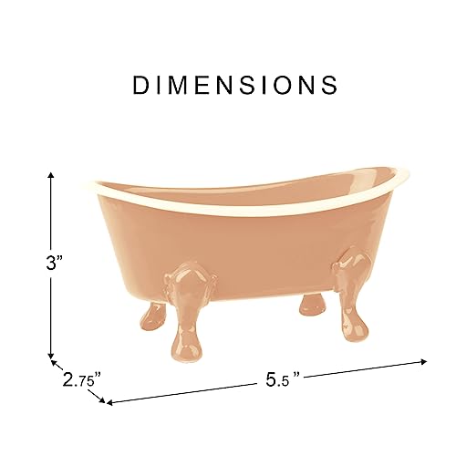 Rustic Enamel 1 Piece 5.5" Metal Clawfoot Mini Bathtub Soap Dish Mini Bath Tub Decoration Clawfoot Tub Soap Caddy Collection (Peach) - color: Peach