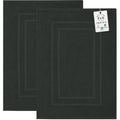 Feather & Stitch 2 Piece Towel Like Bath Mats (30x21 Inch) 100% Cotton Terry Bath Mats, Bathroom Shower Floor Mats [NOT A Bathroom Rug], Soft Absorbent Washable Mats - Charcoal - color: Charcoal