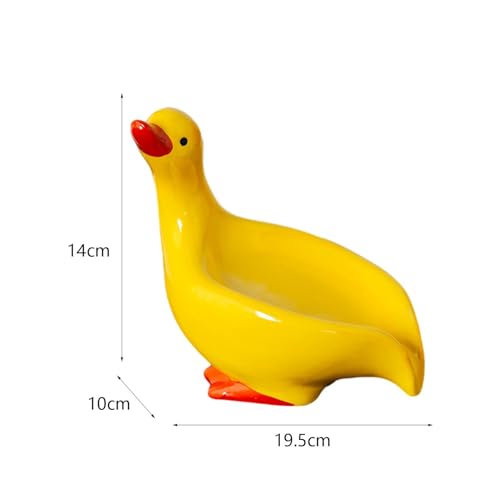 Ceramic Duck Soap Dish with Self-Draining Tray, Yellow Bathroom Soap Holder for Shower, Bathtub, and Kitchen Countertop - color: Yellow