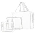 3pcs Clear Cosmetic Bags, TSA Approved Toiletry Bag Set Crystal Clear Travel Beach Essentials Bag Organization PVC, Clear Makeup Bags Luggage Pouch Carry on Airport Airline Compliant Bag Women Men - color: 3pcs White-1 large, 1 medium, 1 small