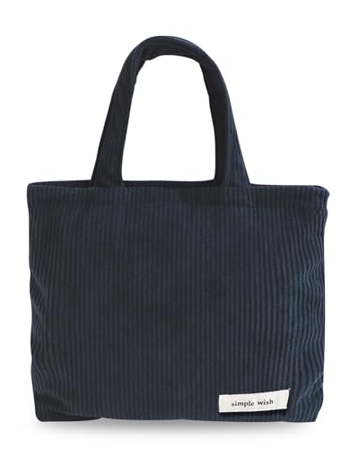 Wudygirl Makeup Bag Travel Cosmetic Bag for Women Small Makeup Pouch with Handle Zipper Cosmetic Pouch Handbag Aesthetic 8.3" x 6.7"(Navy Blue) - color: Navy Blue
