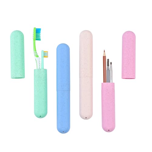 Muslih 4 Pack Toothbrush Travel Case, Toothbrush Holder with Ventilation Holes, for Travel, Home, Business, School, Camping