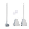 Toilet Brush, Long Handle Golf Toilet Brush with Holder 360° Deep Cleaning Flexible Silicone Toilet Cleaner Brush Wall Mounted for Bathroom (2Pcs White) - color: 2pcs White