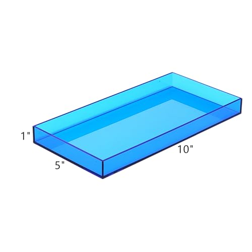 ROYALITA Acrylic Tray Bathroom Tray for Countertop, Guest Towel Holder Tray for Napkin Perfume Jewelry Makeup, Vanity Trays for Soap Dispenser, Aromatherapy, Cup & Candle, Blue - color: Blue