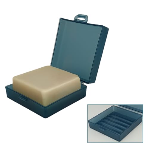 Square Soap Dish Holder for Shower and Travel - Lightweight Waterproof Container With Lid for Dr. Squatch Men's Bar - Toiletry Box for Gym and Bathroom (Blue) - color: Blue