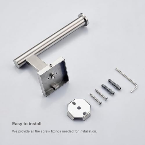 Brushed Nickel Toilet Paper Holder Wall Mount, SUS304 Stainless Steel Bathroom Tissue Roll Holder, Heavy Duty No-Wobble Square Design, Corrosion Resistant, Hardware Included - color: Brushed Nickel