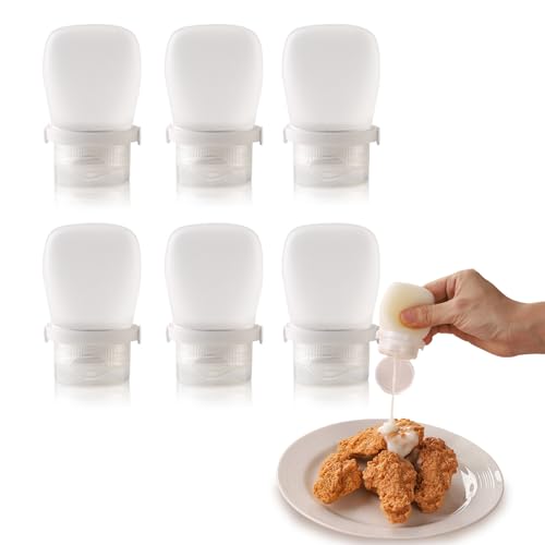 6 Pack Silicone Condiment Squeeze Bottles Small Salad Dressing Bottles to Go Travel Salad Dressing Containers for Lunch Box 30ml/1 oz Travel Sauce Bottle with Labels - size: 1 fl oz (30 ml)
