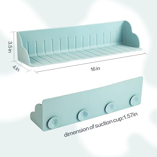 Bathtub Splash Guard, Kids Bath Toy Shelf Spill-Proof Bathtub Tray Kitchen Sink Organizer Waterproof Barrier Suction Cup - color: Light Blue