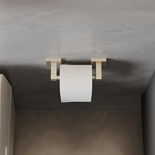 Ruacq Toilet Paper Holder Brushed Nickel Double Post Pivoting Square Tissue Holders Roll Holder Hangers Toilet Paper Stand Stainless Steel and Zinc Alloy Modern Wall Mounted - color: Brushed Nickel, size: Square