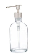 Rail19 Small Recycled Glass Soap Dispenser with Metal Pump - for Body Moisturizer, Liquid Hand Soap & Aromatherapy, 8oz (Luxe Stainless) - color: Luxe Stainless