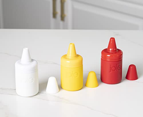 Joie Condiment Mini Squeeze Bottles with Nozzle Caps, Ideal for Ketchup, Mustard, Mayo and More, Set of 3