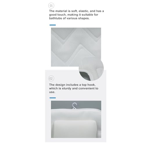 Ejoyous Full Body Bath Pillow, Spa Bathtub Pillow with Anti Slip Suction Cups, Luxury Bath Cushion Mat for Tub, White, Polyester, Neck/Back Support, Comfortable Spa Experience