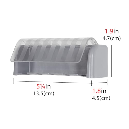 LUEXBOX 5 Slots Wall Mount Toothbrush Holder with Cover, Self Adhesive Toothbrush Storage Organizer for Shower, Toothbrush Hanger for Bathroom, Medicine Cabinet, Dorm (Grey) - color: Grey 1pack