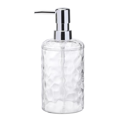 15oz Refillable Soap Dispenser with Rust Proof Pump – for Kitchen, Bathroom, Dispense Hand Soap, Lotion & Shampoo (Clear)