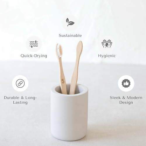 Selegna Drying Stone Toothbrush Holder, Diatomite Toothbrush Holders for Bathroom, Quick Drying Electric Toothbrush & Toothpaste Holder Cup, Diatomaceous Earth Bathroom Sink Organizer (Light Grey) - color: Light Grey