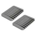 uxcell 2 Pcs Self Draining Silicone Soap Dish, Soap Tray with Drainage for Bathroom Shower Kitchen Sink, 4.5" x 3.1" x 0.4", Light Grey - color: Light Grey