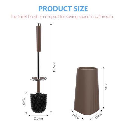 SetSail Toilet Brush, Compact Size Toilet Bowl Brush and Holder Toilet Brushes for Bathroom with Stainless Steel Handle Toilet Cleaner Brush with Durable Scrubbing Bristles, 3 Packs,Brown - color: Brown, size: 3 packs