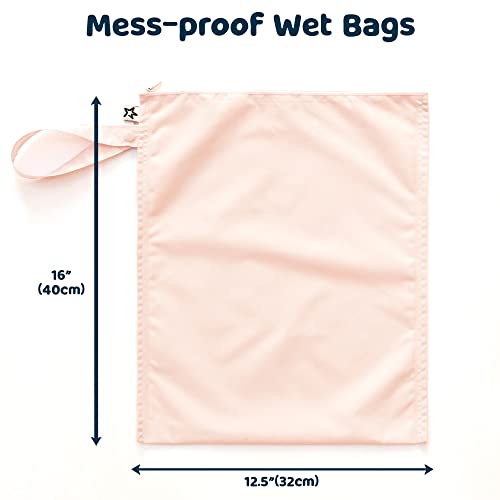 Tiny Twinkle Mess Proof Wet Bags | 2-Pack Reusable Waterproof Wet Bags for Swimsuits | Baby Clothes | Travel & Diaper Bag (Rose, Burgundy) - color: Rose, Burgundy, size: 2 Pack