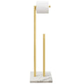 GZILA Toilet Paper Holder Stand Brushed Gold with Reserve, Marble Base Design, Free Standing Bathroom Tissue Roll Holder Freestanding, SUS304 Stainless Steel - color: Brushed Gold