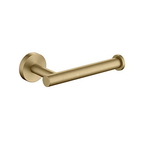 TASTOS Brushed Gold Toilet Paper Holder SUS304 Stainless Steel, Modern Round Tissue Roll Holders Wall Mount, Toilet Paper Roll Dispenser Bathroom 5 inch TP Holder for Kitchen Washroom - color: Brushed Gold