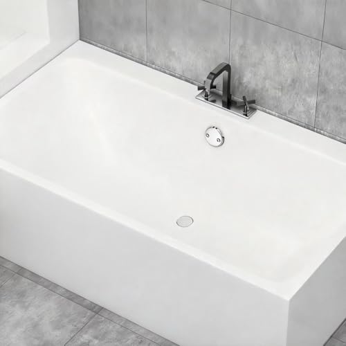 Two-Hole Bathtub Overflow Drain Cover, 81mm (3.18 inch) Diameter with 48mm Hole Spacing, Zinc Allo Cover with 2 Screws for Standard Tub (Plated Chrome) - color: Plated Chrome