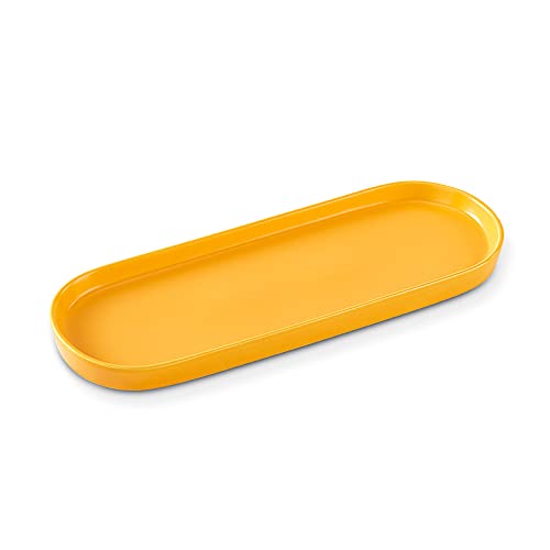 Simple Style Ceramic Sink Tray - Bathroom and Kitchen Cosmetics Dish, Candle and Perfume Tray (Yellow) - color: Yellow