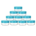 10 Gram Sample Containers with Lids, 10 Pack Sample Jars, Small Cosmetic Travel Container for Makeup, Lotion, Cream, Powder, 10 ML Mini Containers with Blue Lids - color: Blue