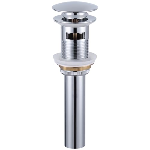 Bathroom Sink Drain, Angle Simple Brass Pop Up Drain Stopper, Vessel Sink Drain with Overflow, Lavatory Vanity Sink Drain Stoppers Chrome - color: Chrome