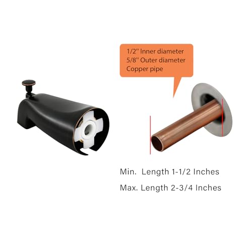 Slip Fit Tub Spout with Pull-Up Diverter for 1/2 inch Copper Tube, Oil-Rubbed Bronze - color: Oil Rubbed Bronze