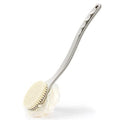 Shower Body Brush with Bristles and Loofah,Back Scrubber Bath Mesh Sponge with Curved Long Handle for Skin Exfoliating Bath, Massage Bristles Suitable for Wet or Dry, Men and Women (Grey) - color: Grey