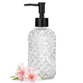 1 Pack 13.5oz Glass Soap Dispenser with Plastic Pump, Diamond Design Refillable Hand Soap Dispenser for Hand Wash, Bathroom and Kitchen (Clear) - color: Clear Transparent