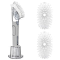Soap Dispensing Replacement Dish Brush Storage Set with 2 PCS Brush Refills & Holder - RIMAY Dispenser Scrub Cleaning Scrubber Kitchen Dishwashing Dish Wand Handle for Dishes/Pans/Pots/Sink(Grey) - color: Gray
