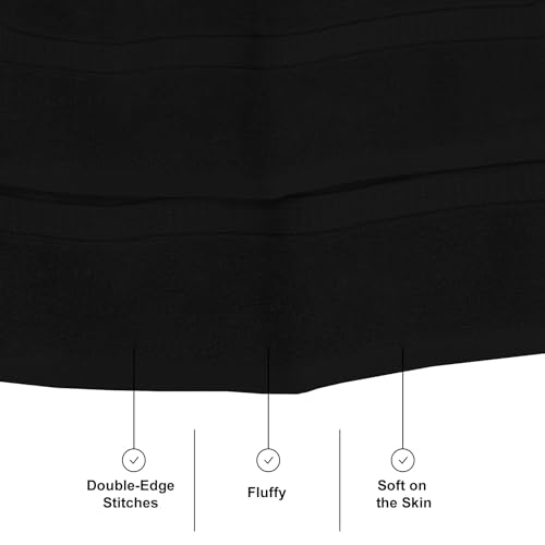 GOLD TEXTILES Premium Hand Towels for Bathroom -100% Ring Spun Cotton (Black,4 Pack, 16x30 Inches) Luxury Soft Absorbent & Quick Dry, Bathroom Hand Towel Perfect for Hotel, Salon, Gym & Spa - color: Black, size: 4 Pack 16x30