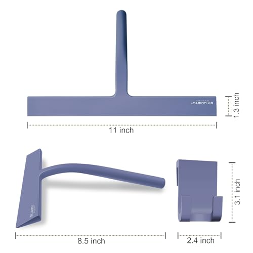 Bathroom Squeegee for Shower, Richmirth 11" Large Shower Squeegee for Glass Doors Silicone Rubber Blade Squeegee Cleaner Tool for Window, Car Glass, Mirror- Blue - color: Blue, size: 11 Inches
