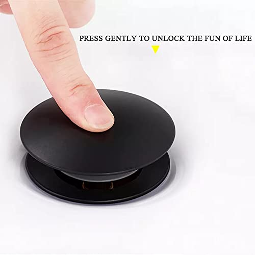 Rockgoya Bathroom Sink Drain,Drain Stopper Bathroom Sink Without Overflow,Pop Up Drain Assembly with Detachable Strainer Basket,Built-in Anti-Clogging Strainer,Stainless Steel Mattle Black - color: Mattle Black, style: Without Overflow