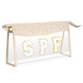 Boho Patch Cosmetic Bag with Zipper, Chenille Varsity Letter Makeup Bag, Clear Travel Pouch, Multi-purpose Small Toiletry Bag for Women Girls (Spf) - style: Spf