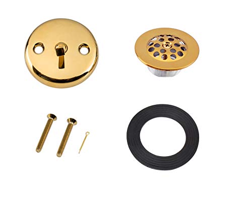 Artiwell Trip Lever Tub Trim Kit Set with Trip Lever Overflow Face Plate, Trip Lever Bathtub Drain with Strainer, Overflow and Matching Screws (POLISHED BRASS) - color: Polished Brass