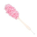 Lufa Back Scrubber for Shower, Anti-Slip Long Handle Bath Sponge Shower Brush, Soft Nylon Mesh Back Cleaner Washer, Loofah on a Stick Body Brush for Women&Men (Pink)